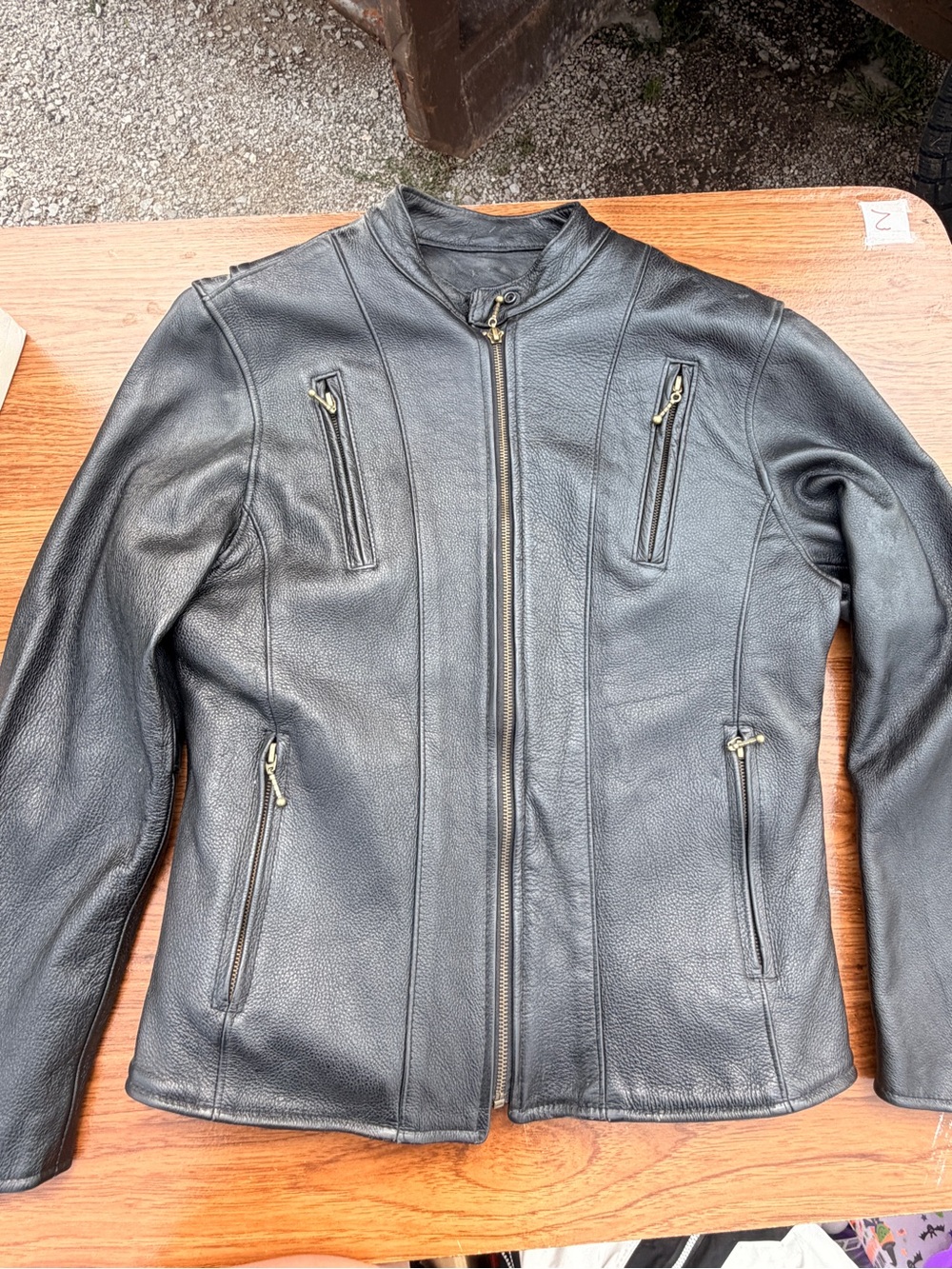 Men's Black Motorcycle Leather Zip-Front Jacket